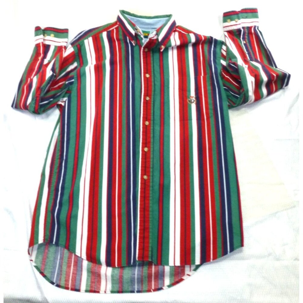 Ivy Crew Mens Long Sleeve Button Down Shirt Red White Blue Stripe Large 1045
